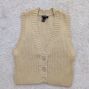 Forever 21 Beige V-Neck Sweater Vest Size M
